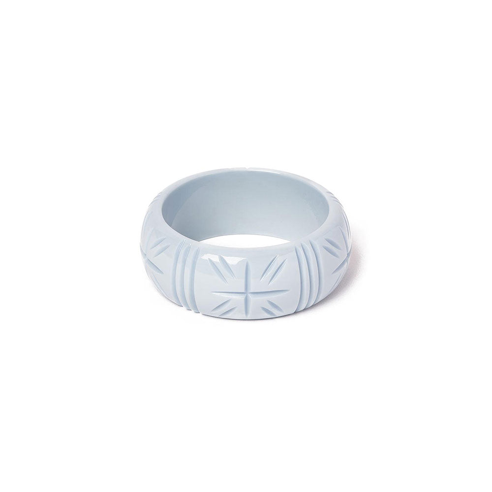 Wide Powder Blue Heavy Carve Bangle by Splendette-0