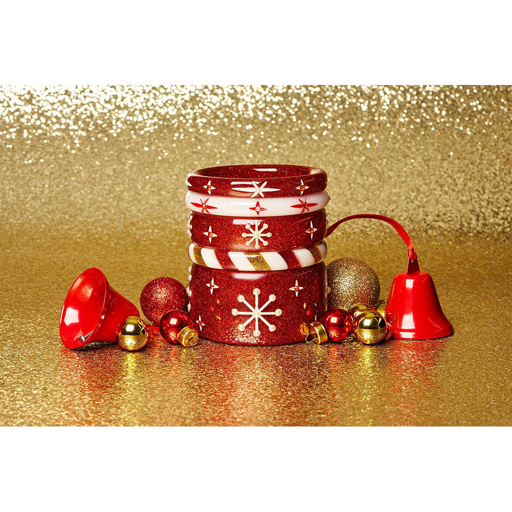 Wide Red Glitter Snowflake Bangle by Splendette-2