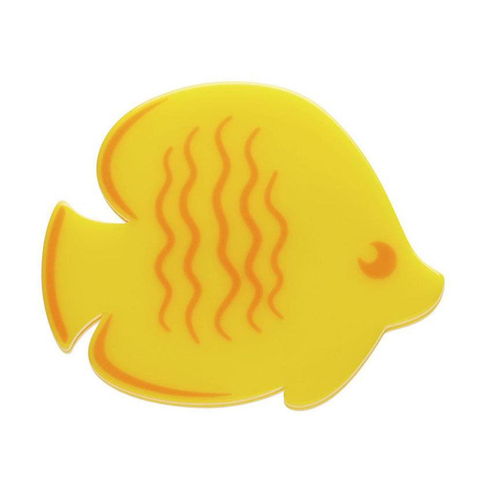 Yellow Fish Simplified Mini Brooch by Erstwilder-0
