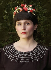 "Charlotte" 1940s Style Hand Beaded Spiderweb Dress width=100 