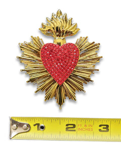 "Gala" Flaming Heart Brooch