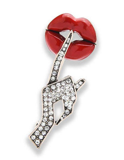 "Victorine" Lips Brooch width=100 