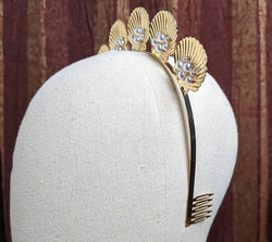 "Shelby" Shells and Pearls Gold-tone Tiara width=100 