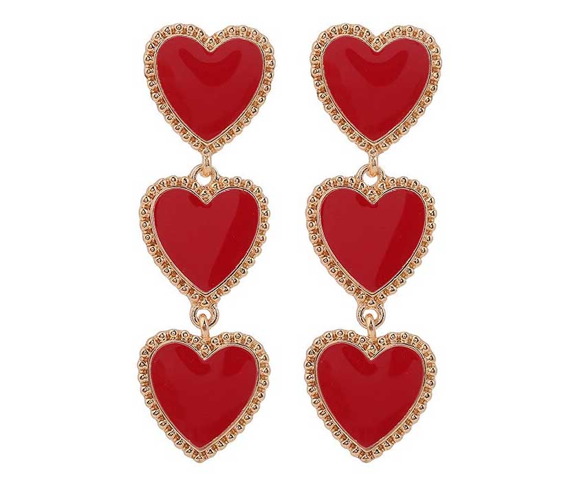 "Beth" Gold-tone Red Heart Earrings