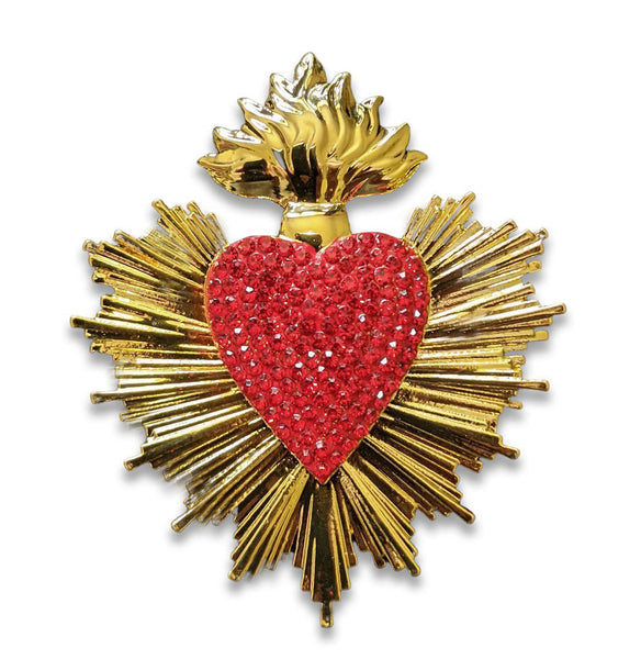 "Gala" Flaming Heart Brooch
