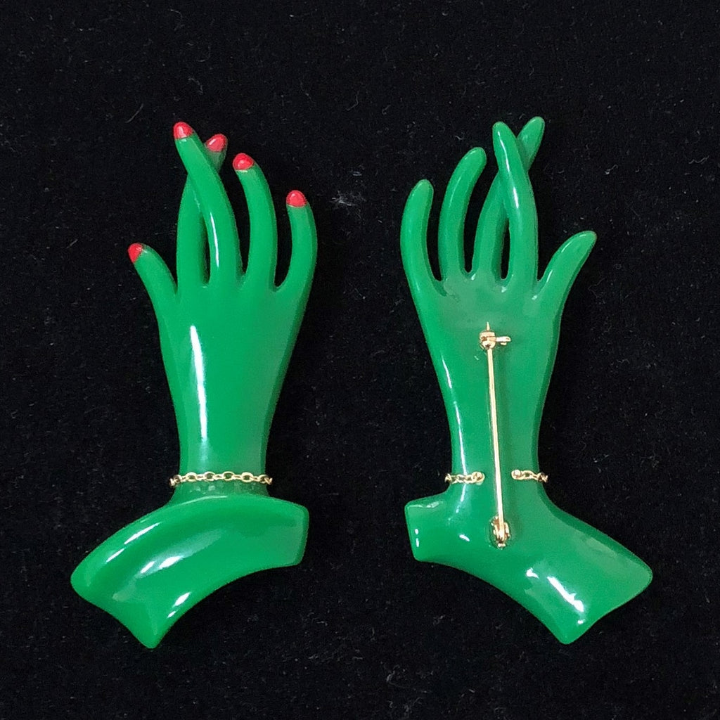 "Catherine" Green 1940s Style Hand Pin