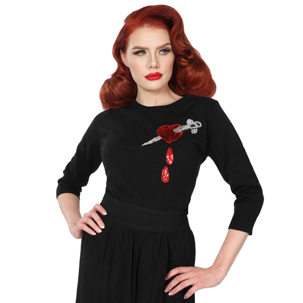 "Jezebel" Heart and Dagger Sweater