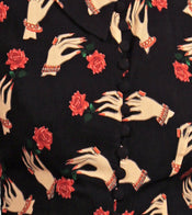 "Ava" Blouse in "Rosalind" Hand and Rose Print width=100 
