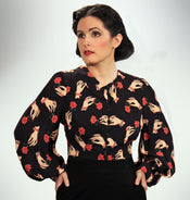 "Ava" Blouse in "Rosalind" Hand and Rose Print width=100 