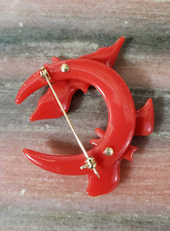 "Lilith" 1940s Style Bats and Moon Brooch