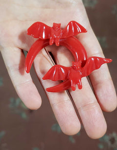 "Lilith" 1940s Style Bats and Moon Brooch