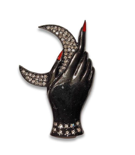 "Odalys" Hand and Moon Brooch