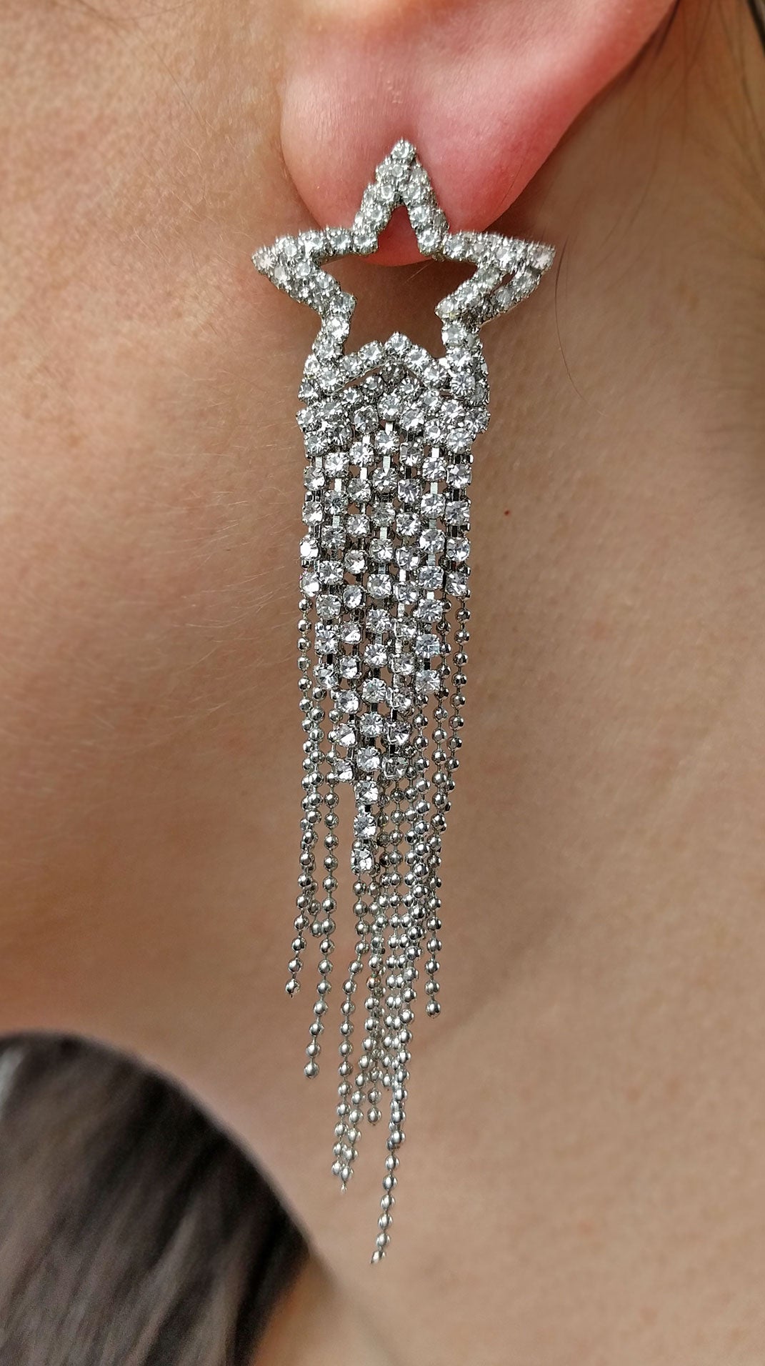 "Caroline" Rhinestone Shooting Star Cascade Earrings