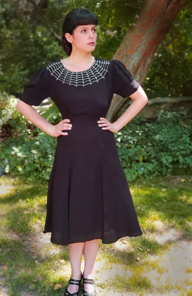 "Charlotte" 1940s Style Hand Beaded Spiderweb Dress