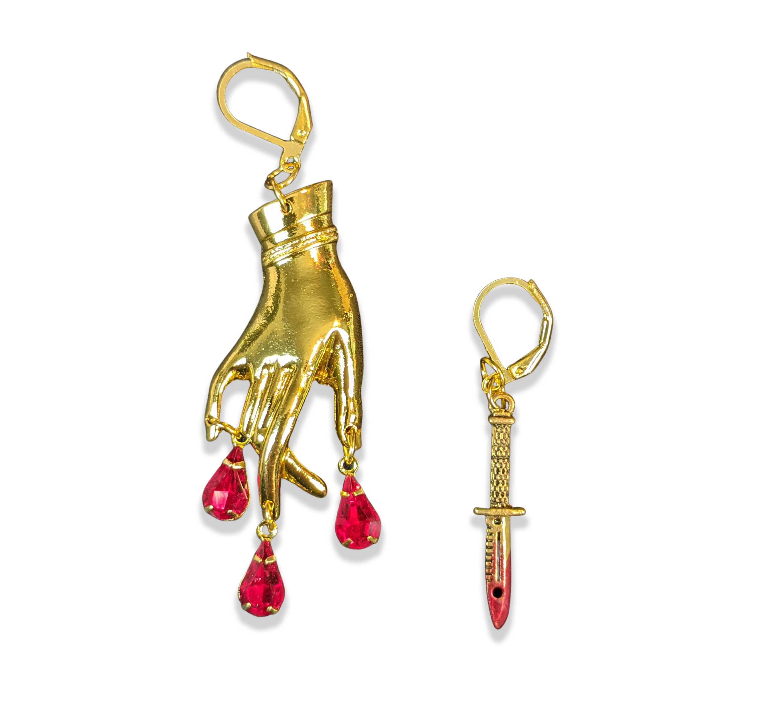"Delia" Gold-tone Hand and Dagger Earrings